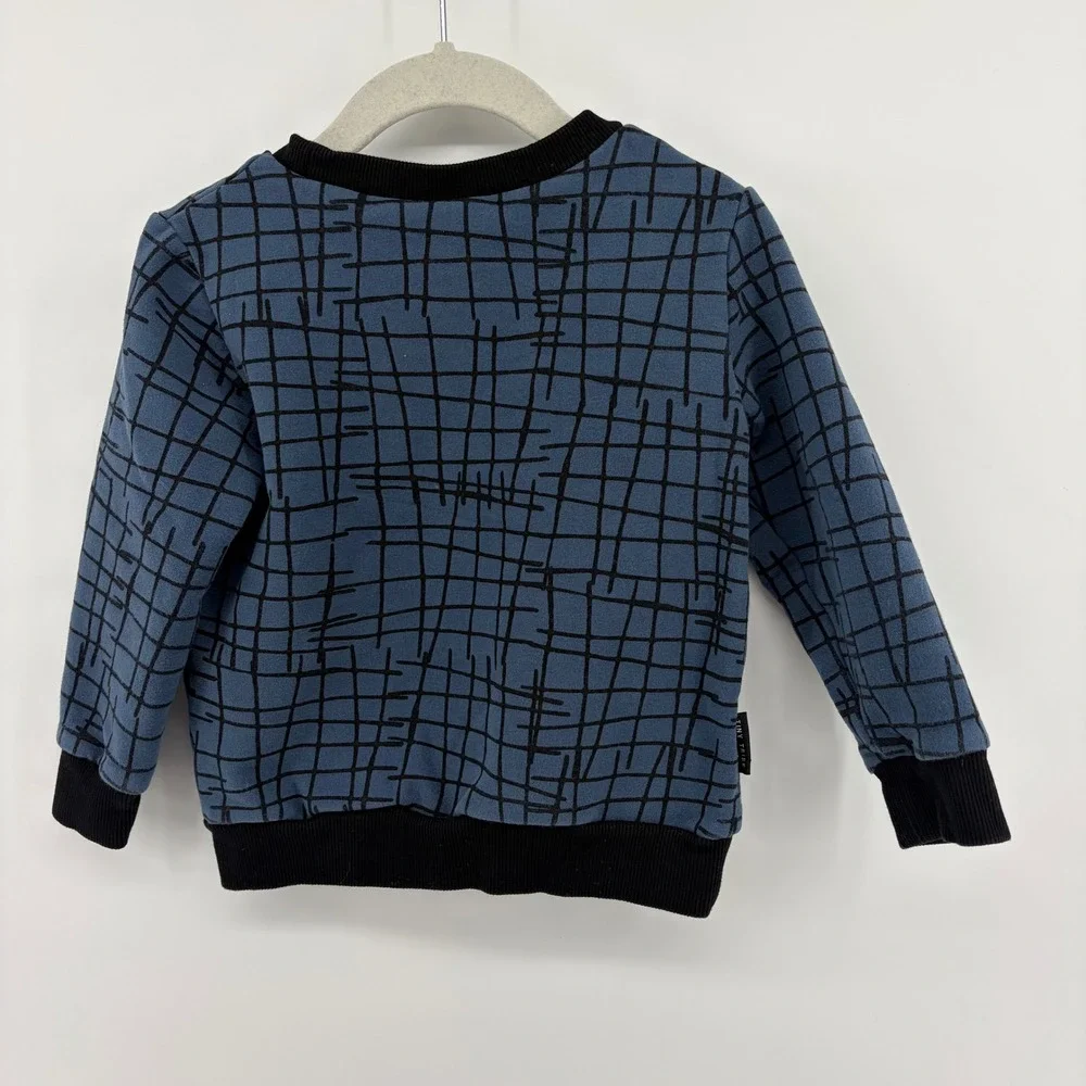 Tiny Tribe Boys Blue Grid Sweatshirt & Joggers Matching Sweatsuit Outfit Set 3T
